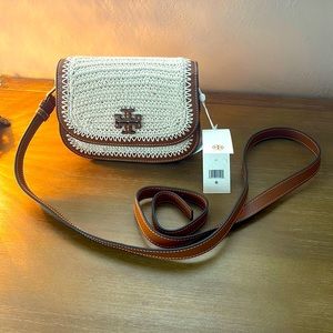 Britten Crochet small saddle bag. NWT. Can be a crossbody or a clutch.